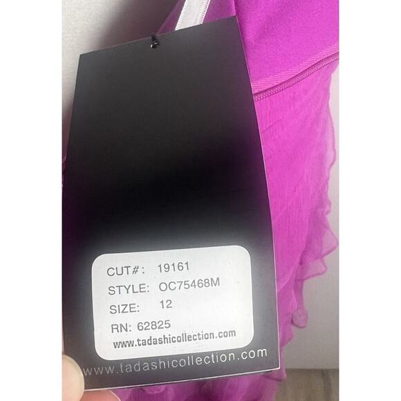 Tadashi Collection Size 12 Pink Silk Ruffles Evening Event Formal Halter Dress - Picture 10 of 14